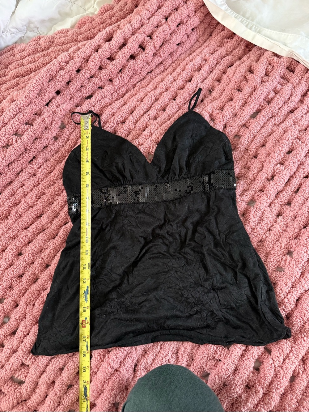 Vol.1 Black Sequin Waist Cami Top